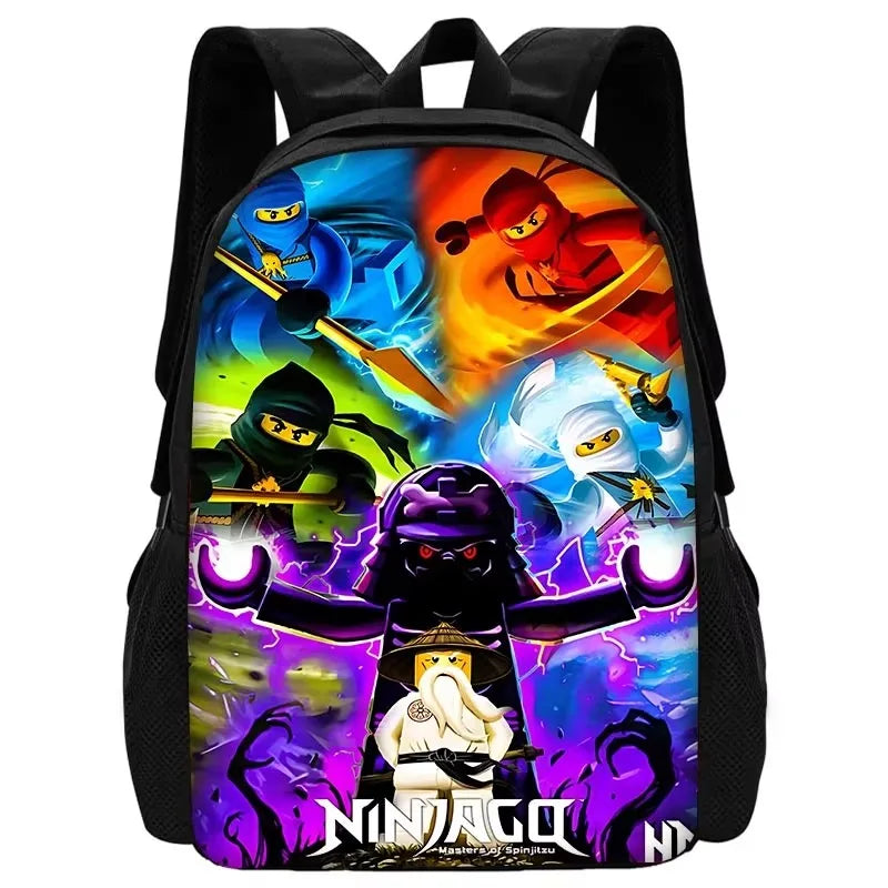 Cartoon Game Child School Backpack with Lunch Bags ,Pencil Bags ,School N-ninjagos Bags for Boys Girls Best Gift