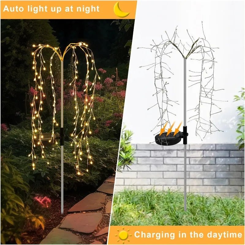 Solar LED String Light Outdoor Solar Artificial Tree Lights Waterproof Willow Trees Lights For Patio Lawn Pathway Garden Decor - Thrifty Delights