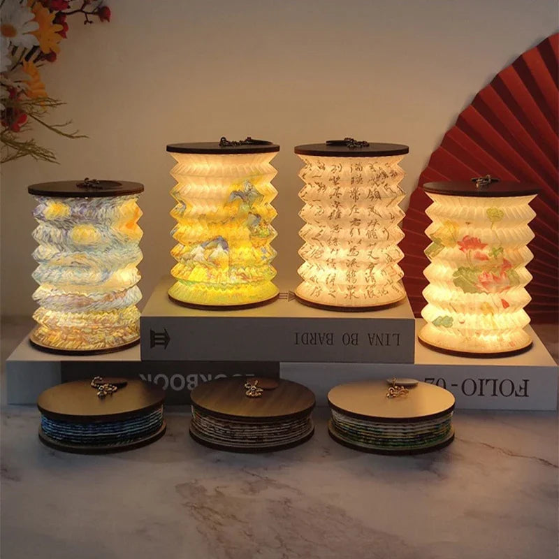 Foldable LED Table Lamp – Touch Dimmable, USB Rechargeable Portable Lantern for Bedroom, Tent, and Bedside Reading
