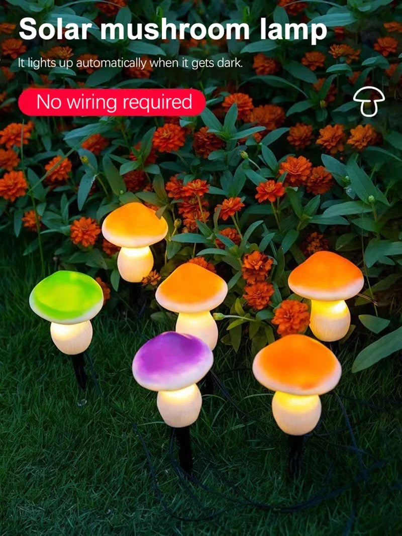 3PCS Solar Powered Mushroom Lights Outdoor Waterproof LED Garden Decor For Wedding Lawn Pathway Landscape Lighting Warm White