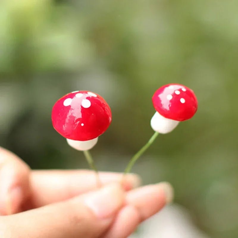 10Pcs/Set Artificial Mini Mushroom Miniatures Fairy Garden Moss Terrarium Resin Crafts Decorations Stakes Craft 2cm 3cm - Thrifty Delights