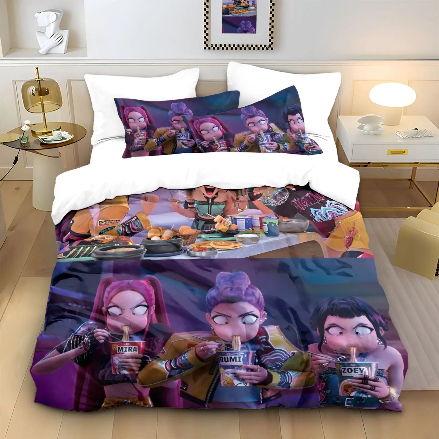 Anime Demon Hunters Zoey Mira Duvet Cover Set – Cute Gift for Girls & Fans