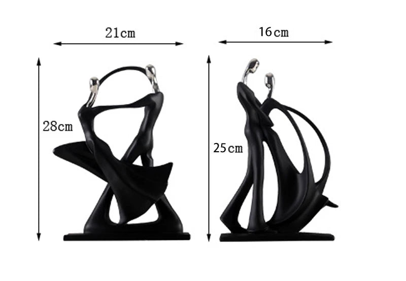 Chic Nordic Dancing Couple Resin Figurine Modern Home Decor