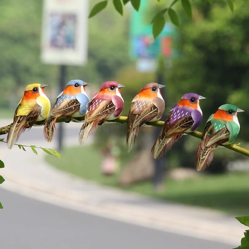 6pcs Cute Artificial Birds Fake Foam Animal Simulation Feather Birds Models Tit DIY Craft Home Garden Ornament Decoration - Thrifty Delights