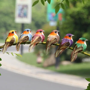 6pcs Cute Artificial Birds Fake Foam Animal Simulation Feather Birds Models Tit DIY Craft Home Garden Ornament Decoration - Thrifty Delights