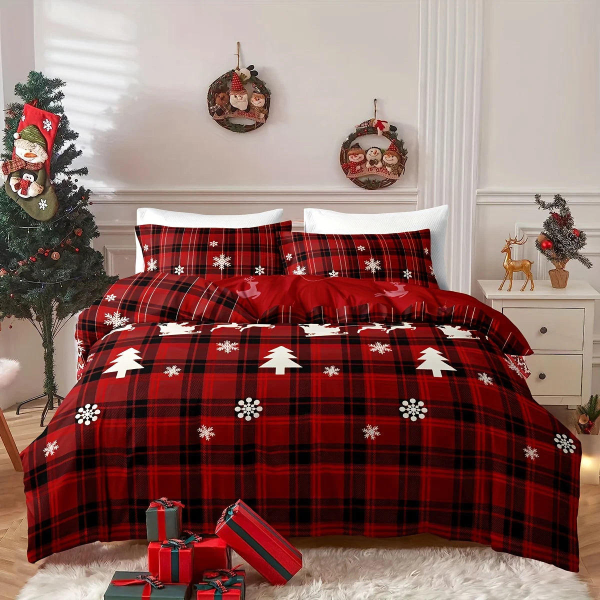 3-Piece Christmas-Themed Duvet Cover Se