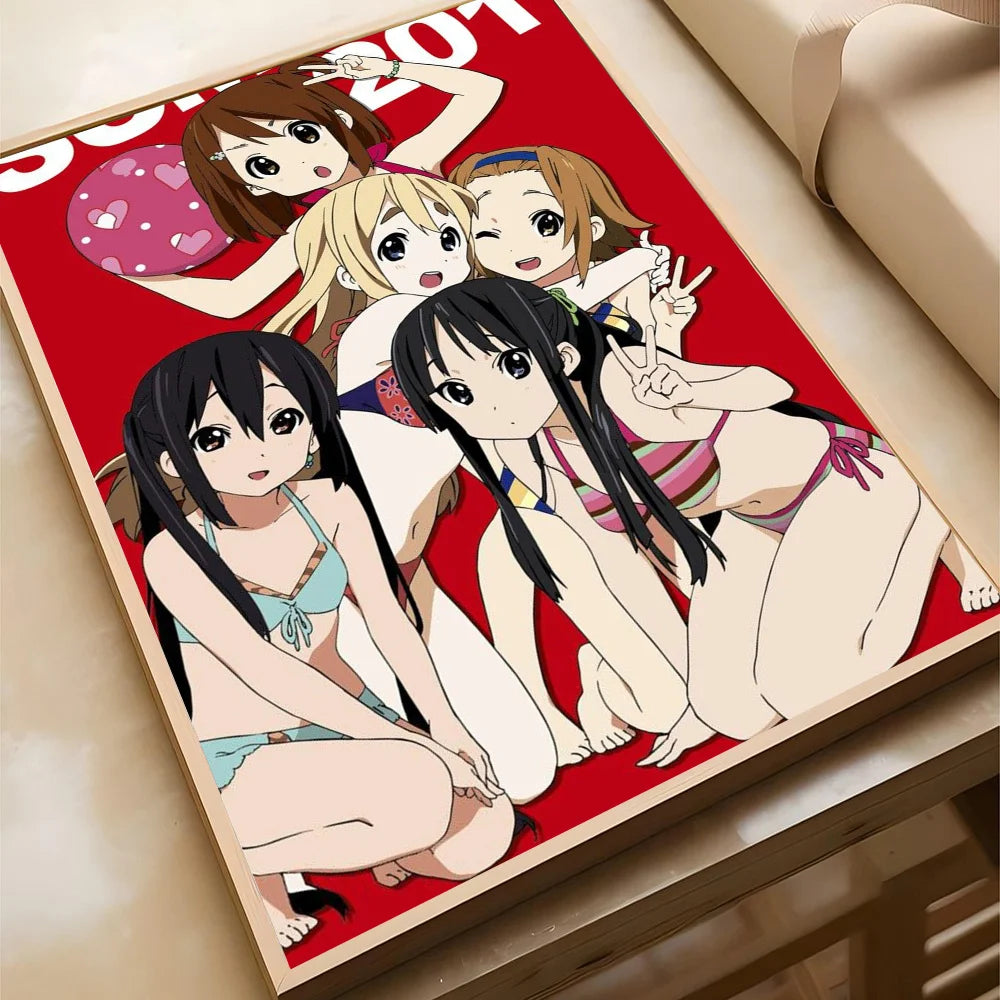 Anime K-ON KON Poster Self-adhesive Art Waterproof Paper Sticker Coffee House Bar Room Wall Decor
