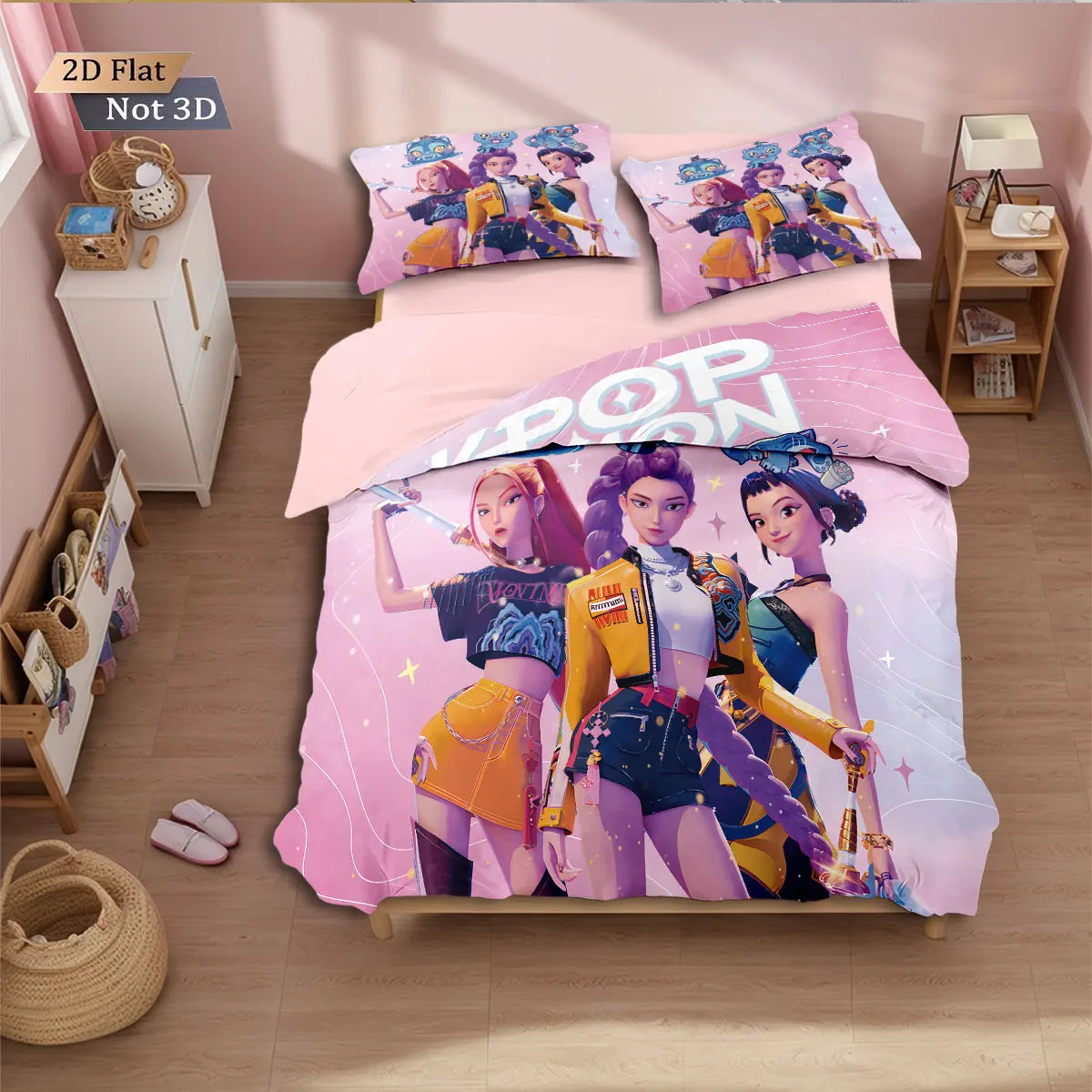 Demon Hunters K-Pop Print Bedding Set – Cozy, Colorful & Washable