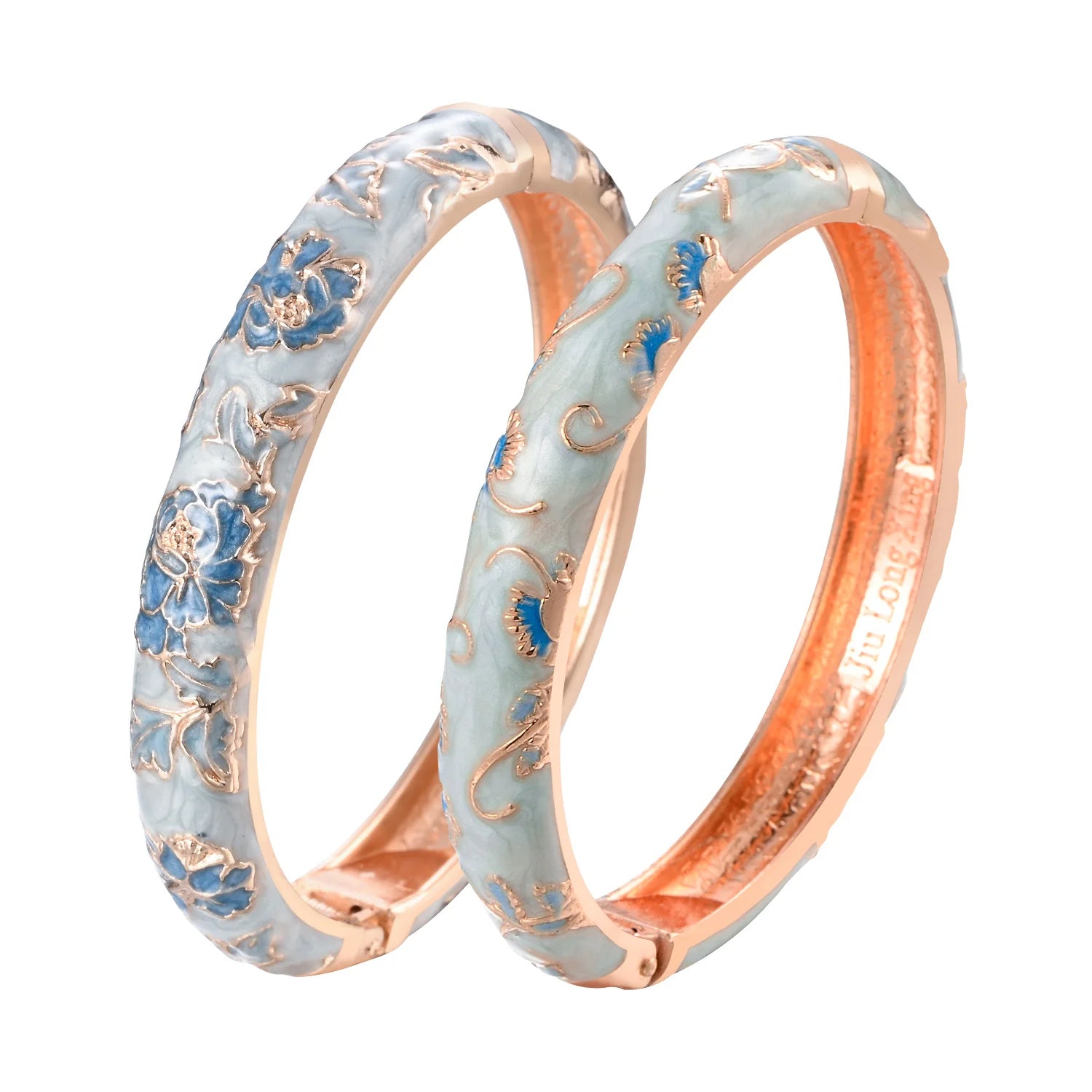 Ethnic Enameled Flower Bangles – Rose Gold Plated Women's Fashion Jewelry