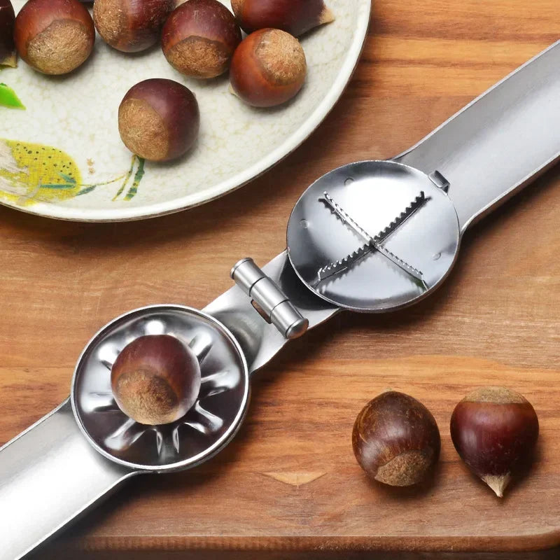 Stainless Steel Chestnut Peeler & Walnut Nut Cracker Clip for Kitchen