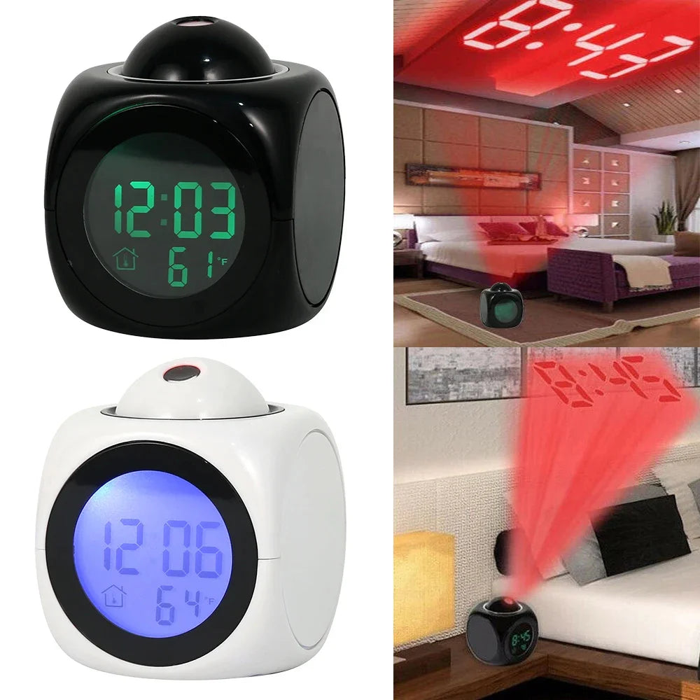 Alarm Clock Projection Light LED Alarm Clock Projection Light Star Sky Color Change Bedside Night Light for Bedroom Kids Room