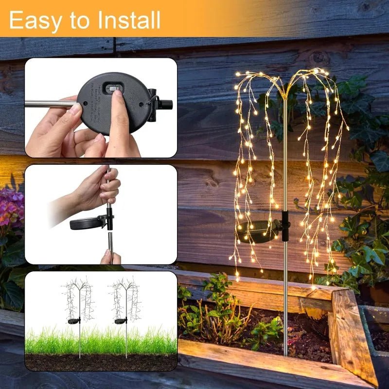 Solar LED String Light Outdoor Solar Artificial Tree Lights Waterproof Willow Trees Lights For Patio Lawn Pathway Garden Decor - Thrifty Delights