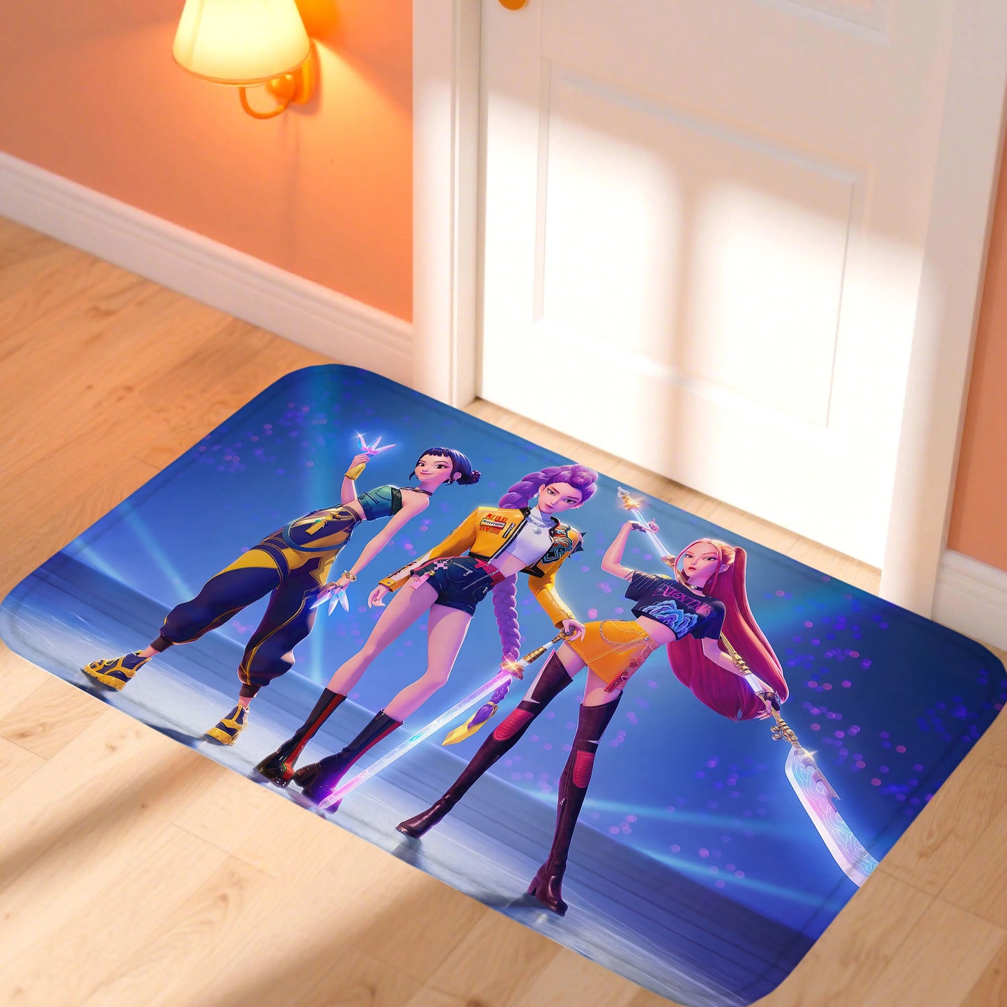 Huntrix K-Pop Demon Hunters Door Mat – Stylish Non-Slip Rug for Bedroom & Living Room