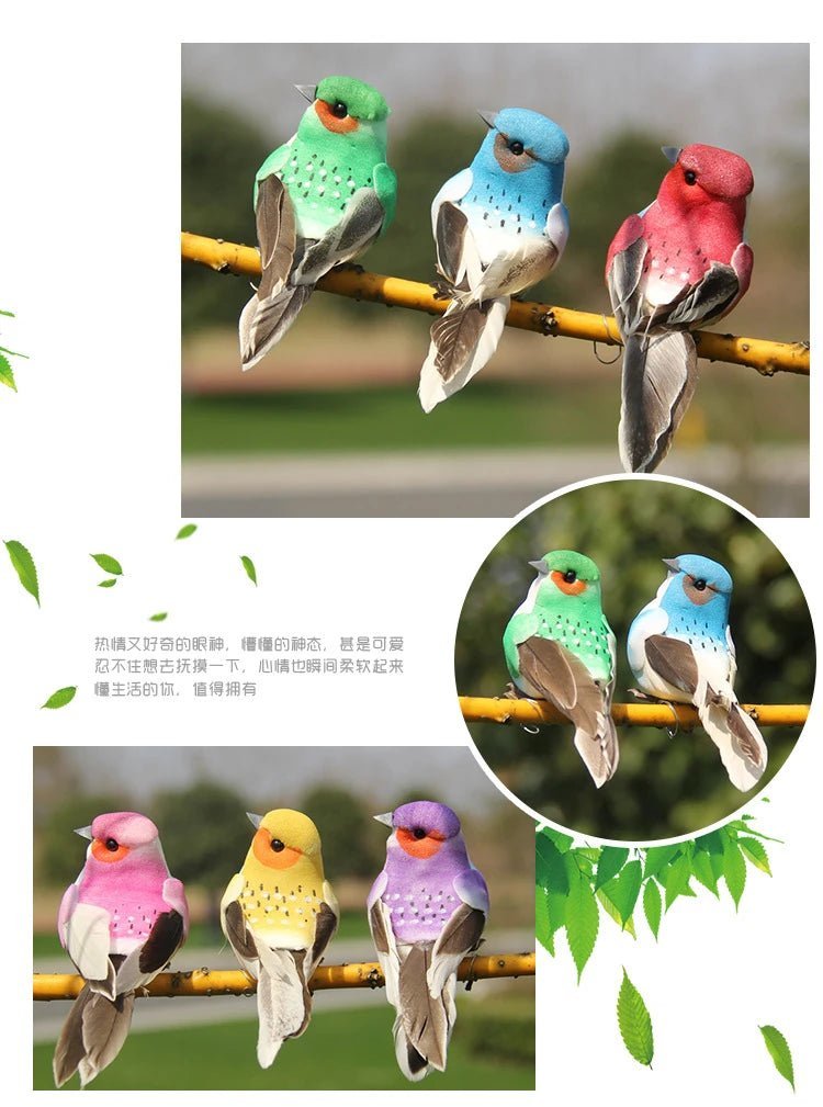 6pcs Cute Artificial Birds Fake Foam Animal Simulation Feather Birds Models Tit DIY Craft Home Garden Ornament Decoration - Thrifty Delights