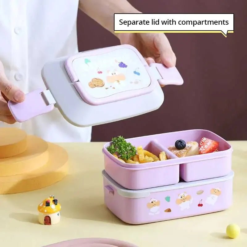 1pc Double Layered Colorful Fruit Lunch Box Large Capacity Portable Bento Box For Child Teenagers And Workers At School Canteen - Thrifty Delights
