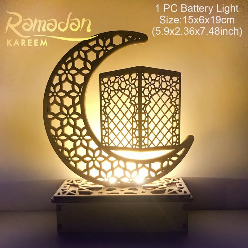 2025 Eid Mubarak LED String Lights Moon Star Castle Lamp Ramadan Kareem Decoration for Muslim Islamic Eid Al-Fitr Party Supplies