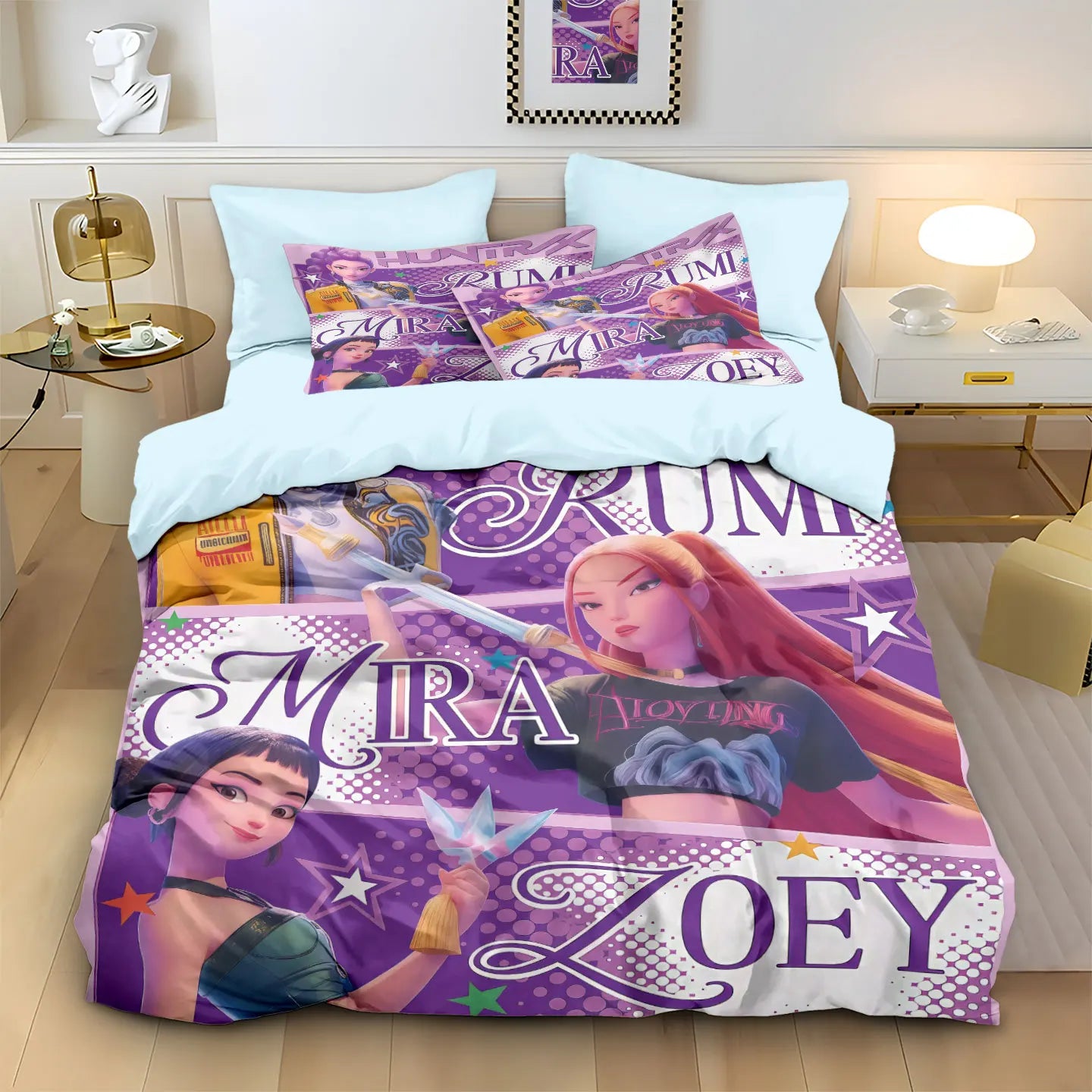 Anime Demon Hunters Zoey Mira Duvet Cover Set – Cute Gift for Girls & Fans