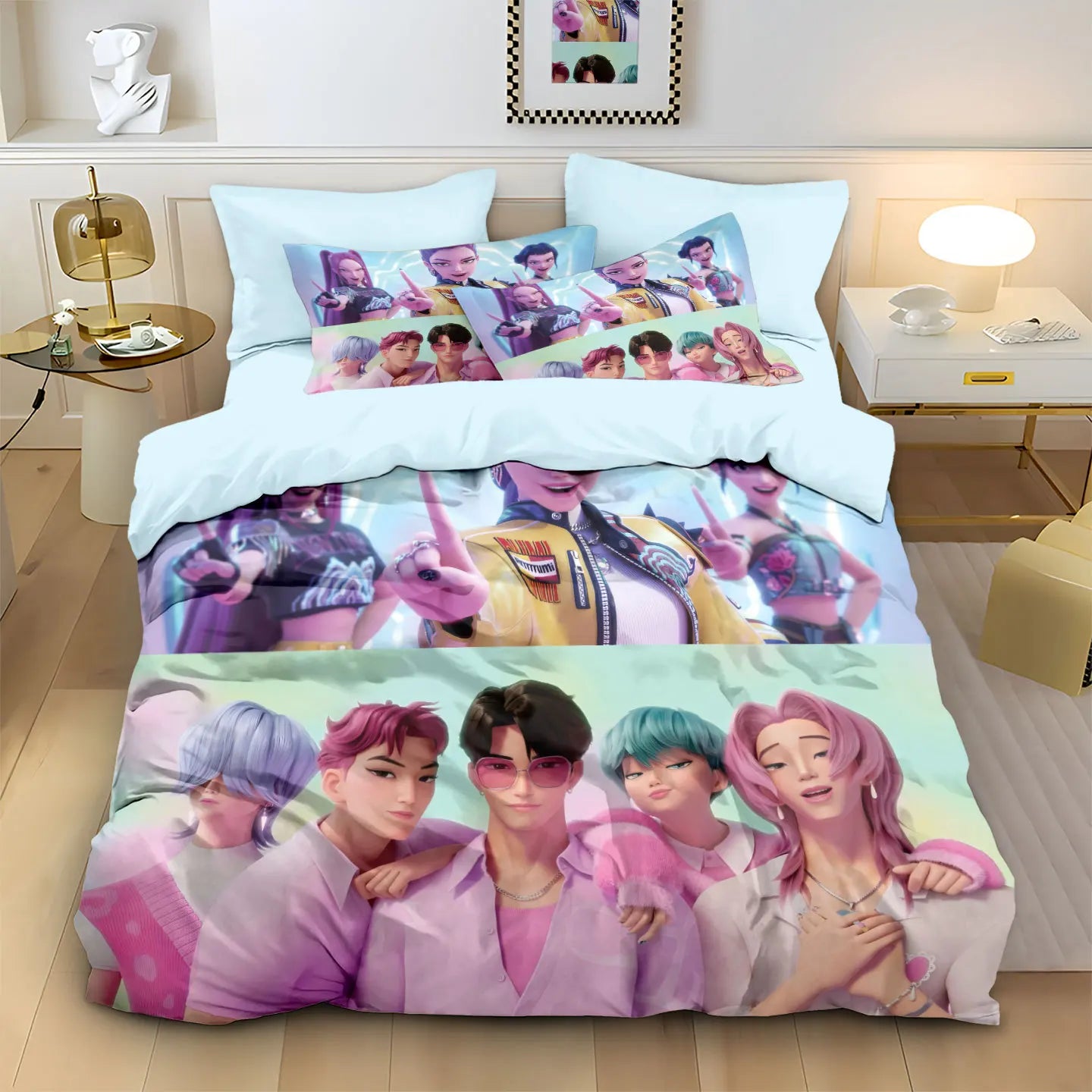 Anime Demon Hunters Zoey Mira Duvet Cover Set – Cute Gift for Girls & Fans