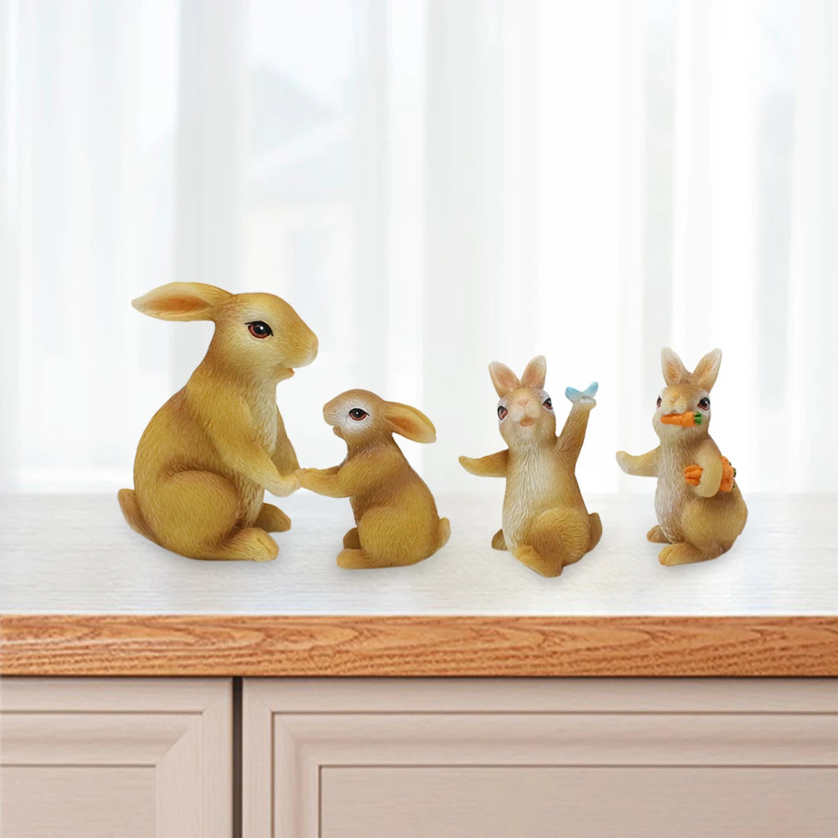 4PC/Country Style Family Rabbit - Multi functional Courtyard and Lawn Decoration - Animal Theme - Easter Statue