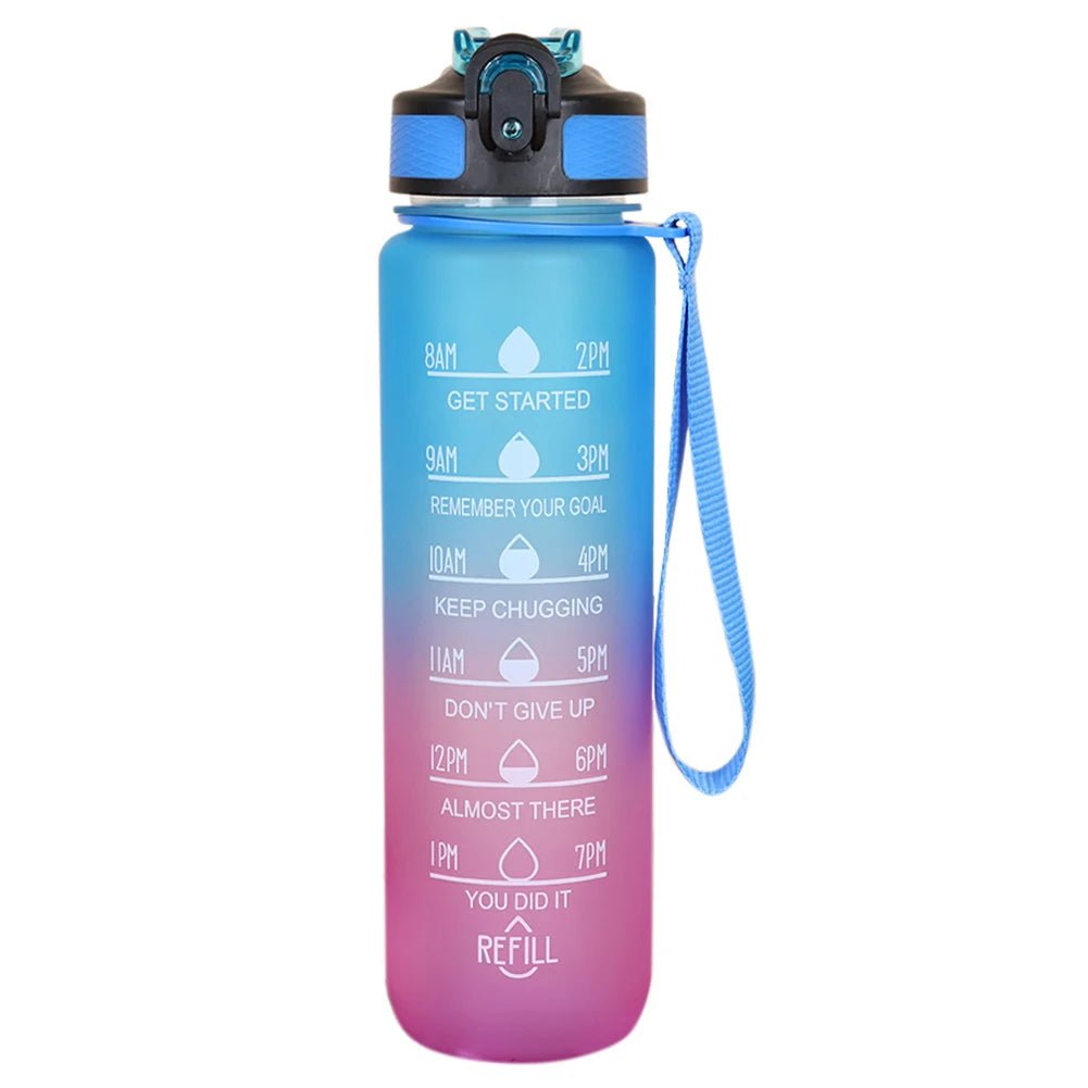 1000ML Drink Bottle Frosted Gradient Cold Water Bottle for Outdoor School Office - Thrifty Delights