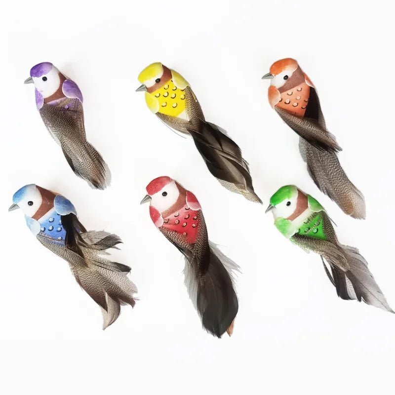 6pcs Cute Artificial Birds Fake Foam Animal Simulation Feather Birds Models Tit DIY Craft Home Garden Ornament Decoration - Thrifty Delights