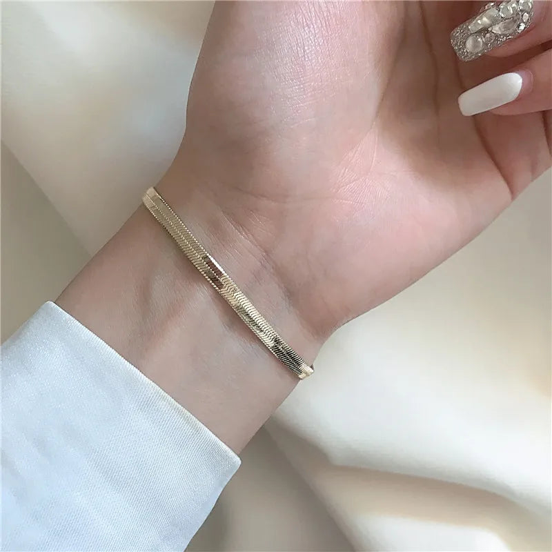 4pc Punk Cuban Curb Chain Bracelets Set for Women, Gold Color Jewelry