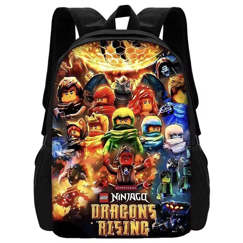 Cartoon Game Child School Backpack with Lunch Bags ,Pencil Bags ,School N-ninjagos Bags for Boys Girls Best Gift