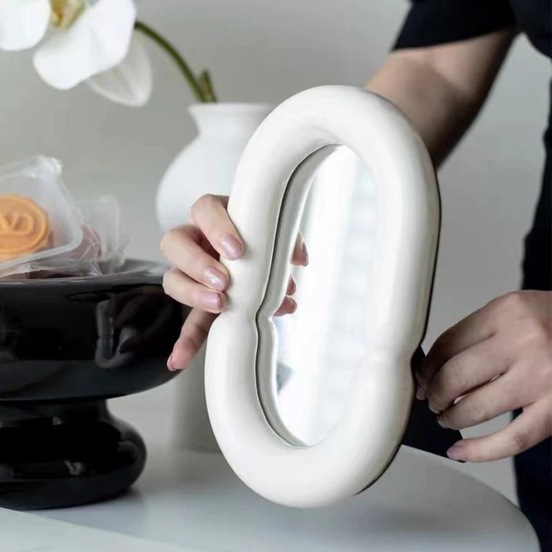 Full Body Mirror Irregular Oval Tabletop Interior Mirrors Decorative Standing Mirror Room Decor Female - Thrifty Delights