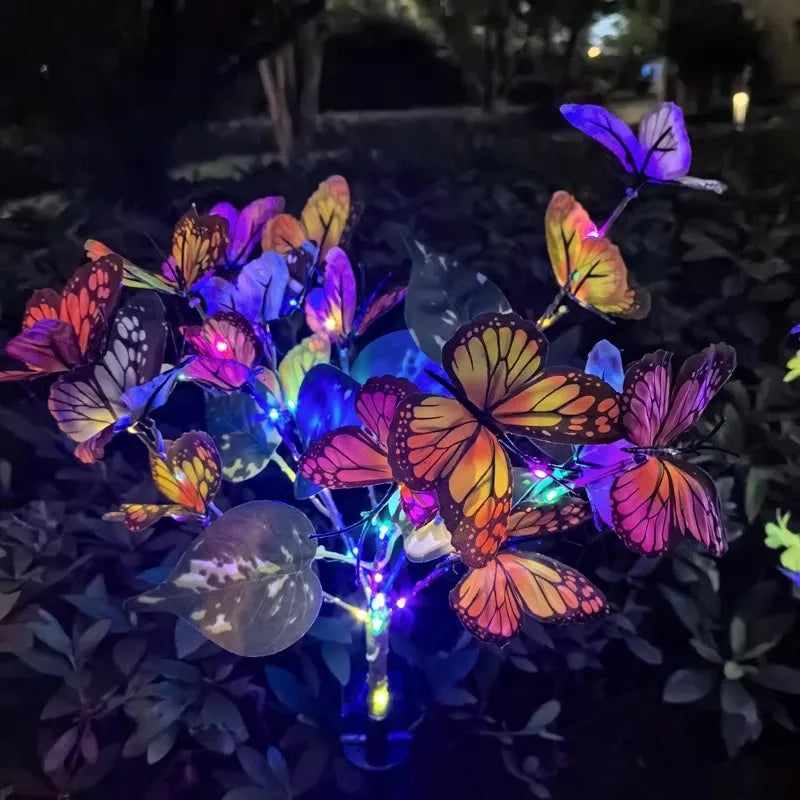 1 PC Solar-Powered Butterfly Tree Lights Featuring Lifelike Butterflies, Outdoor Solar Lawn Lights, Suitable for Garden