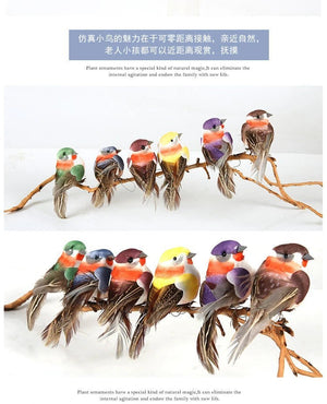 6pcs Cute Artificial Birds Fake Foam Animal Simulation Feather Birds Models Tit DIY Craft Home Garden Ornament Decoration - Thrifty Delights