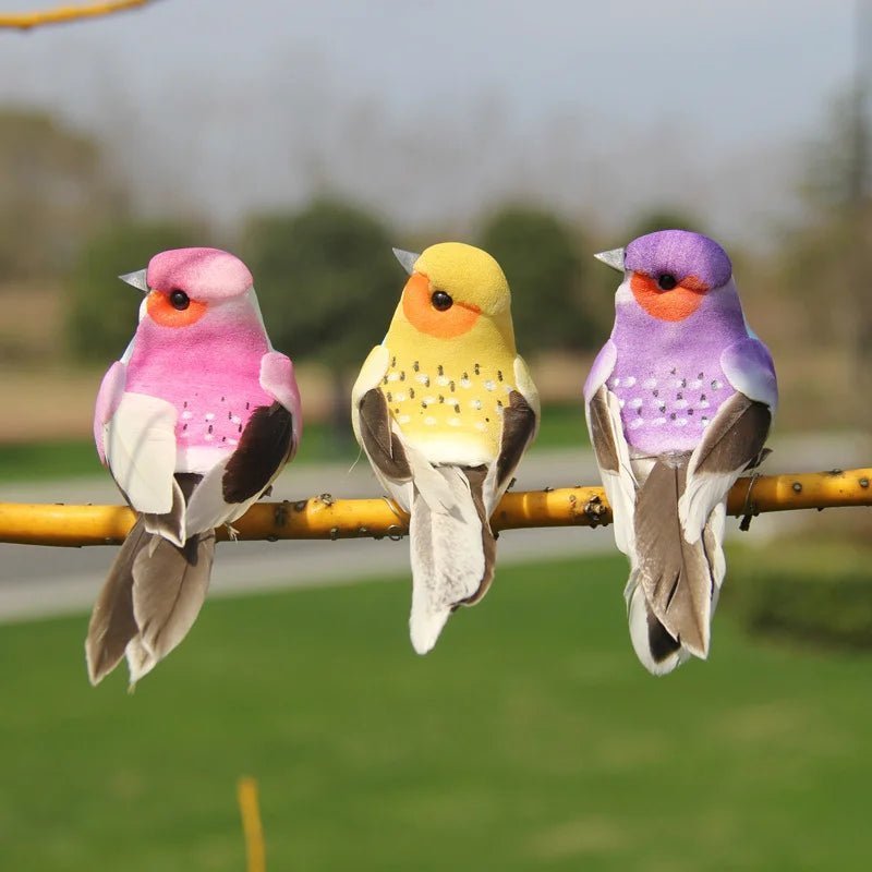 6pcs Cute Artificial Birds Fake Foam Animal Simulation Feather Birds Models Tit DIY Craft Home Garden Ornament Decoration - Thrifty Delights