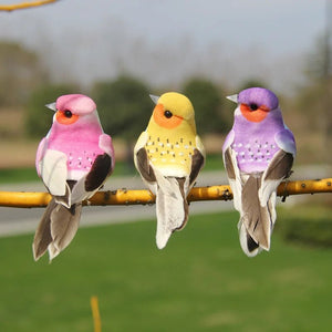 6pcs Cute Artificial Birds Fake Foam Animal Simulation Feather Birds Models Tit DIY Craft Home Garden Ornament Decoration - Thrifty Delights