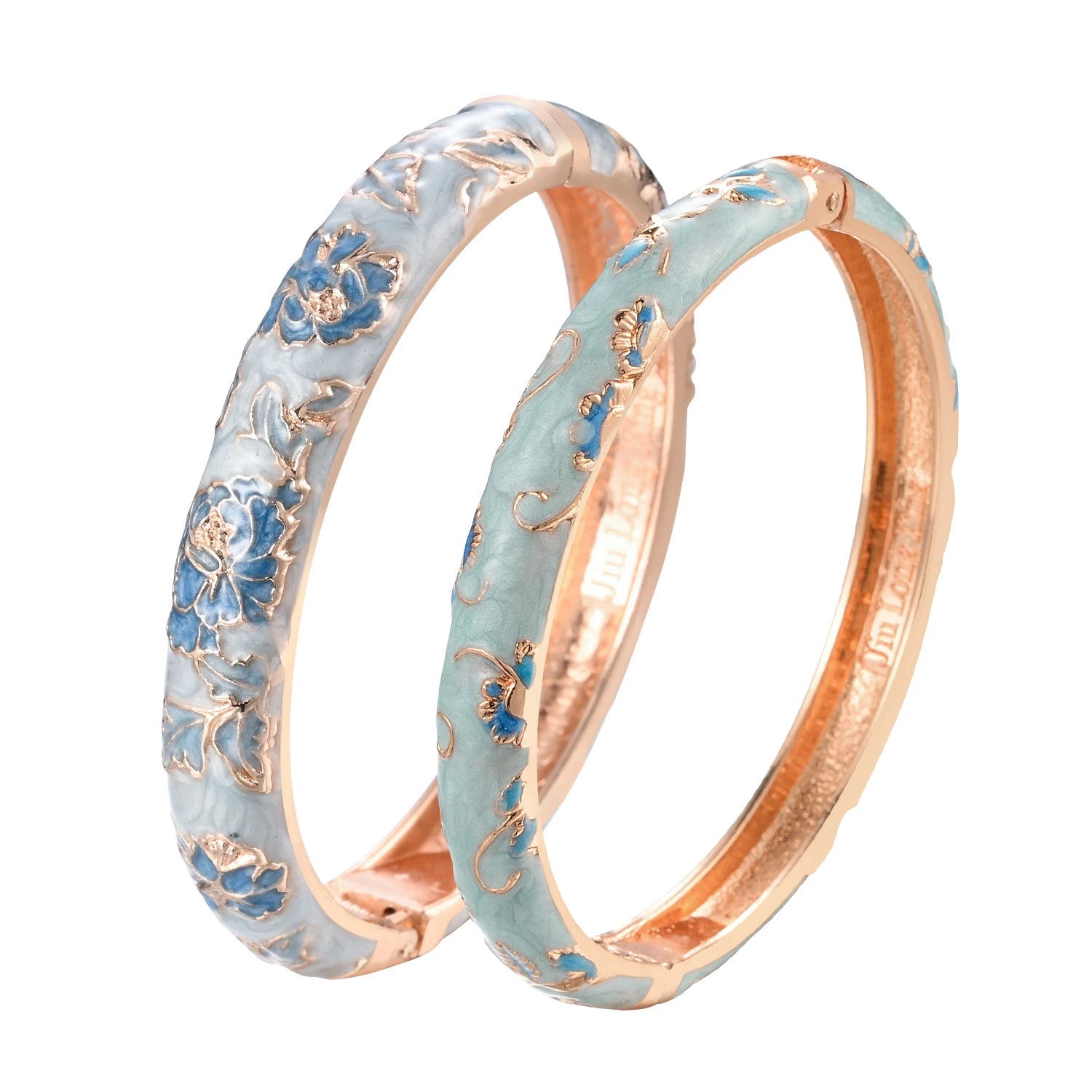 Ethnic Enameled Flower Bangles – Rose Gold Plated Women's Fashion Jewelry