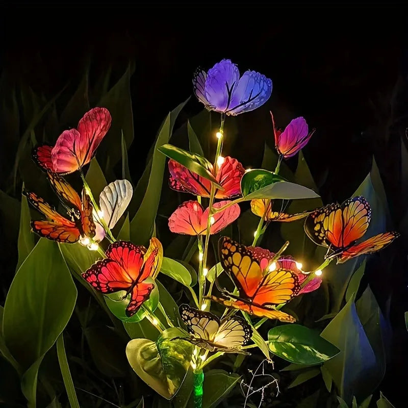 1 PC Solar-Powered Butterfly Tree Lights Featuring Lifelike Butterflies, Outdoor Solar Lawn Lights, Suitable for Garden