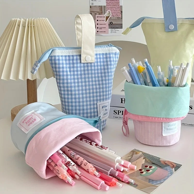 Jolly House Jumbo Pencil Case – High-Capacity Zipper Fabric Organizer for Pens & Supplies