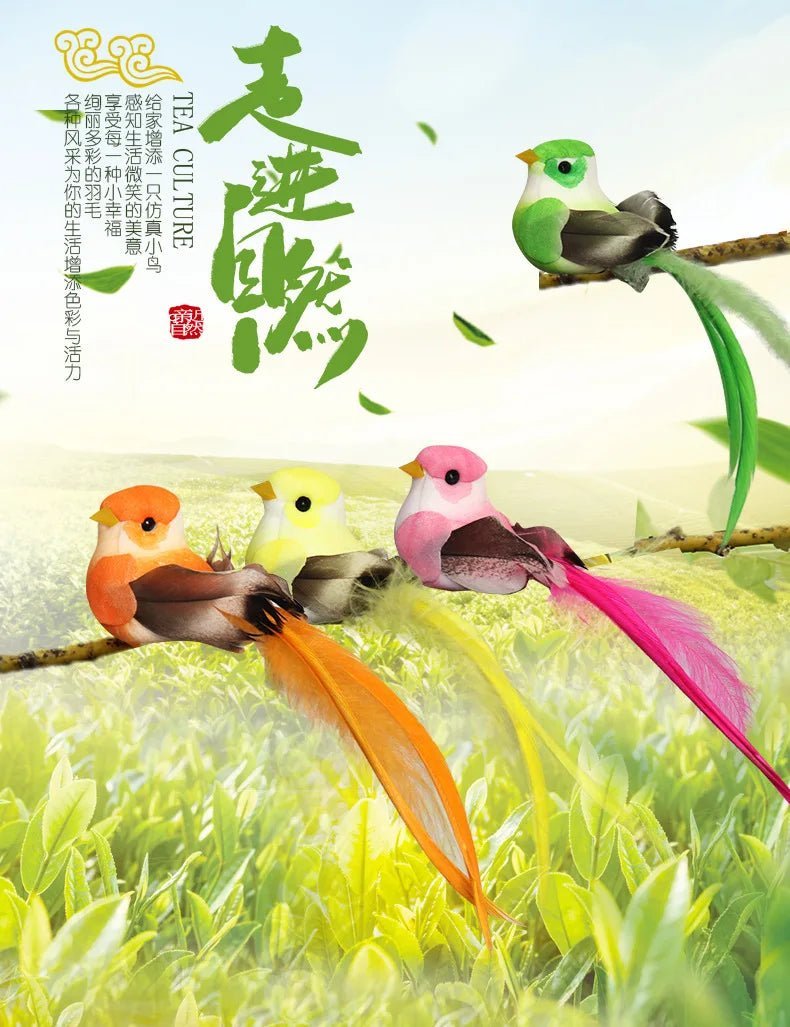 6pcs Cute Artificial Birds Fake Foam Animal Simulation Feather Birds Models Tit DIY Craft Home Garden Ornament Decoration - Thrifty Delights