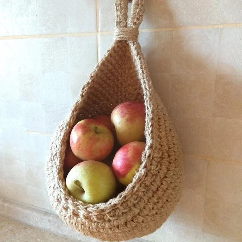 1PC Hand - woven Basket Wall Kitchen Hanging Net Pocket Cotton Rope Water Drop Fruit Vegetable Storage Basket Home Organizer Tools - Thrifty Delights