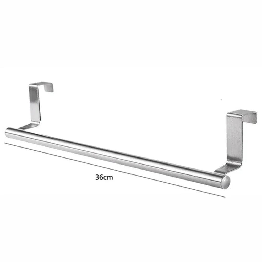 Stainless Steel Towel Holder Kitchen Cabinet Door Hanging Rack Storage Bathroom Shelf Home Organizer Bathroom Accessories - Thrifty Delights