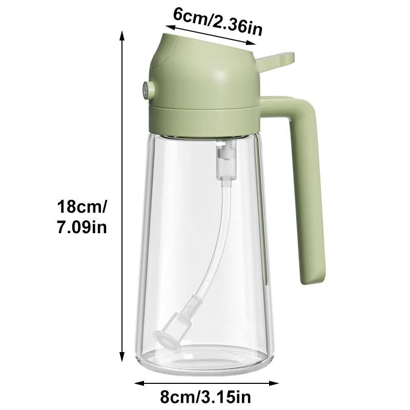 Olive Oil Dispenser,2 in 1 Oil Sprayer for Cooking,470ml Oil Spray Bottle with Pourer, Food-grade Oil Dispenser and Oil Sprayer