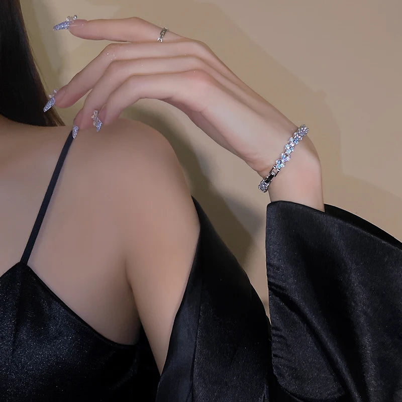 4pc Punk Cuban Curb Chain Bracelets Set for Women, Gold Color Jewelry