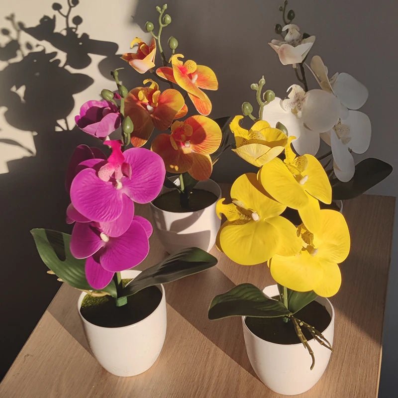 Bonsai Simulated Butterfly Orchid Artificial Potted Plant Desk Dining Table Home Office Vase Wedding Home Room Decoration Gift - Thrifty Delights
