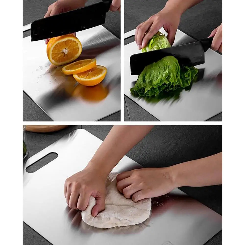 Durable Stainless Steel Cutting Board, Double Sided Chopping Block