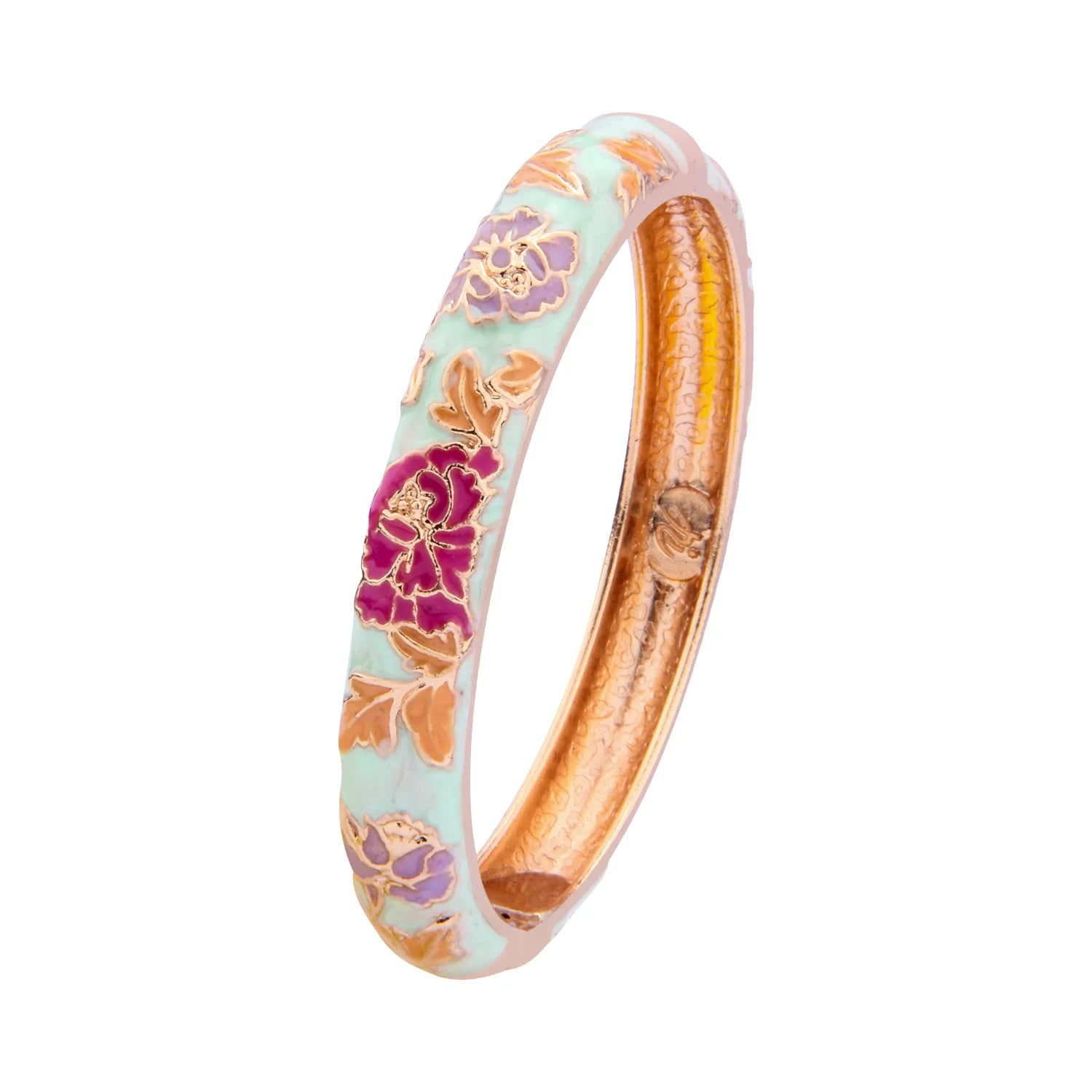 Ethnic Enameled Flower Bangles – Rose Gold Plated Women's Fashion Jewelry