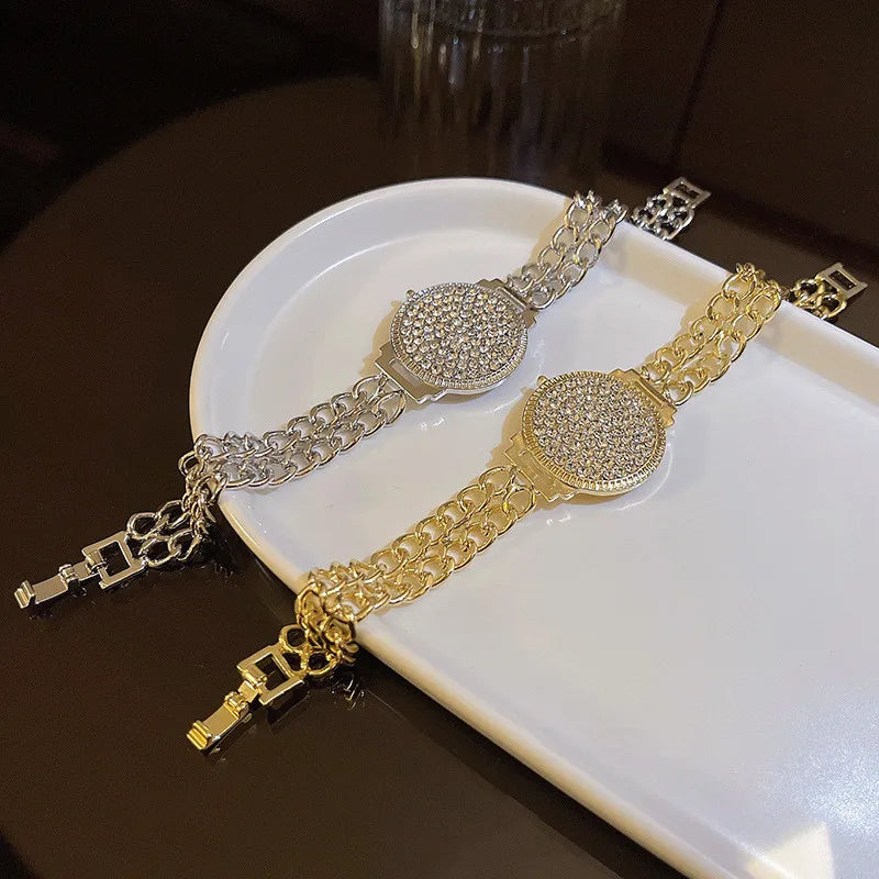 4pc Punk Cuban Curb Chain Bracelets Set for Women, Gold Color Jewelry