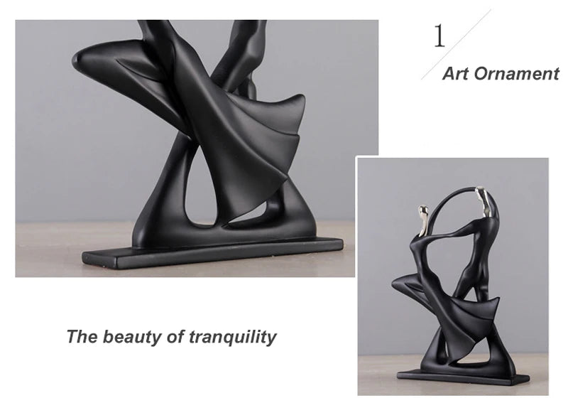 Chic Nordic Dancing Couple Resin Figurine Modern Home Decor