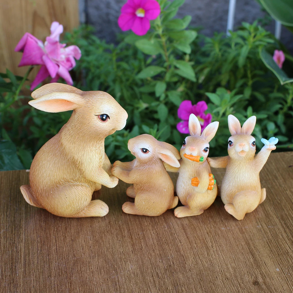 4PC/Country Style Family Rabbit - Multi functional Courtyard and Lawn Decoration - Animal Theme - Easter Statue