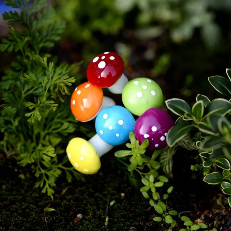 10Pcs/Set Artificial Mini Mushroom Miniatures Fairy Garden Moss Terrarium Resin Crafts Decorations Stakes Craft 2cm 3cm - Thrifty Delights