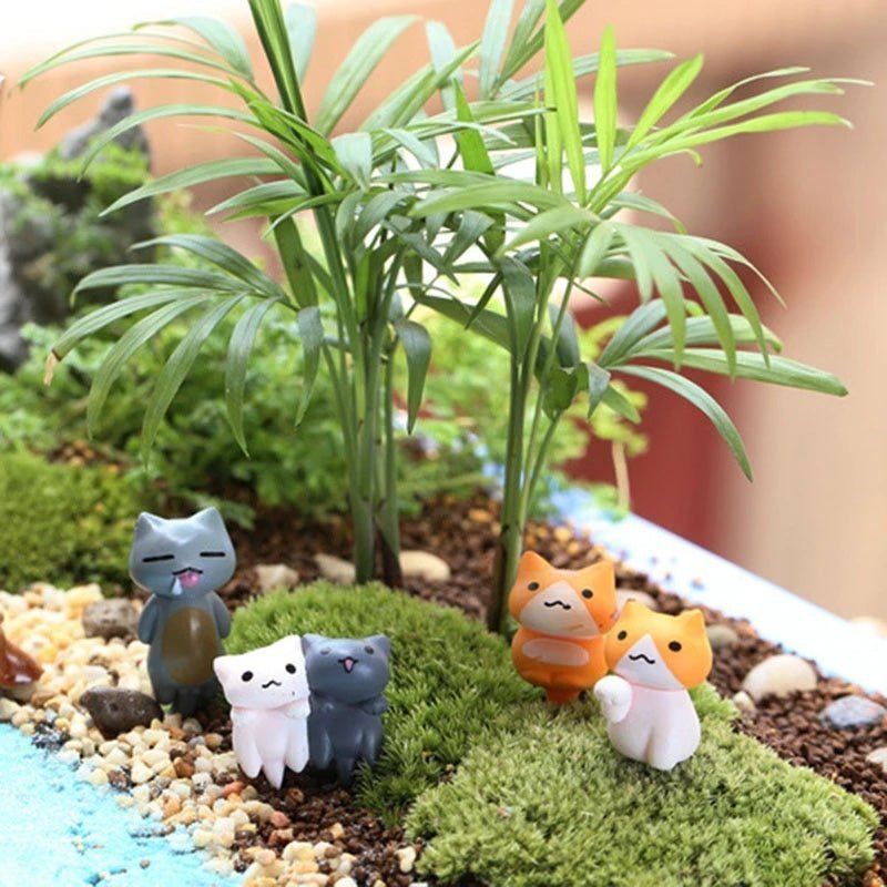 6Pcs/Set Cartoon Lucky Cat Home Garden Bonsai Decorations Miniatures Gift Lovely Micro Landscape Kitten Miniature Craft - Thrifty Delights