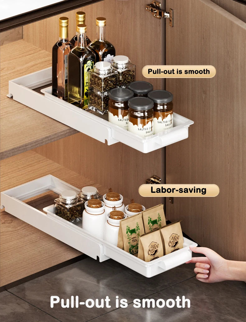 Kitchen Pull-Out Dish Rack with Drainboard – Sliding Mesh Cabinet Basket Organizer for Drawer Storage & Accessories