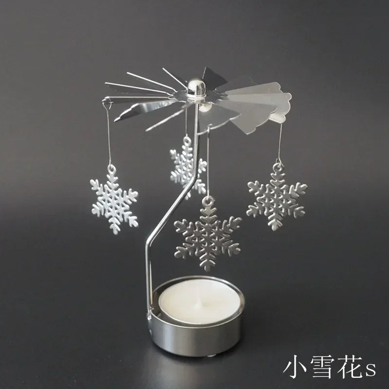Rotating Christmas Candle Holder – Festive Metal Carousel Light
